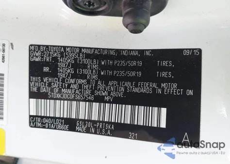 2015 Toyota Sienna Se 8 Passenger из США, поврежденный, VIN 5TDXK3DC0FS657546